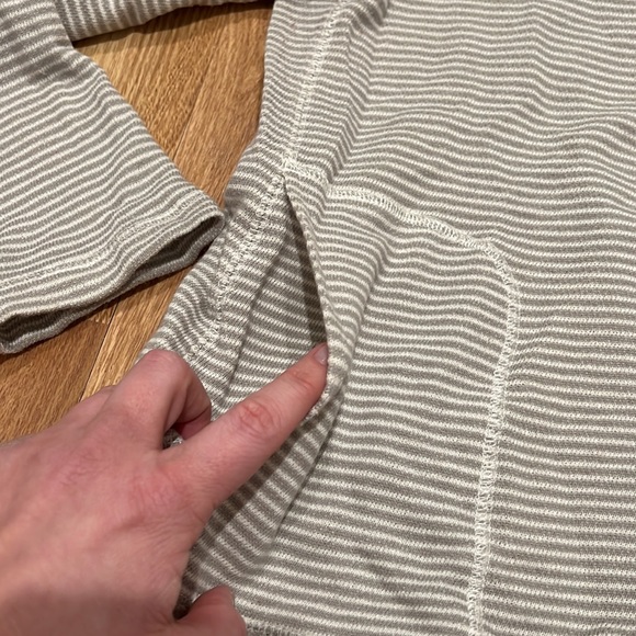 J.Crew Factory Gray & White Stripe Knit Hoodie size Medium - Picture 2 of 4